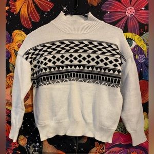 White and Black Turtle Neck Sweater